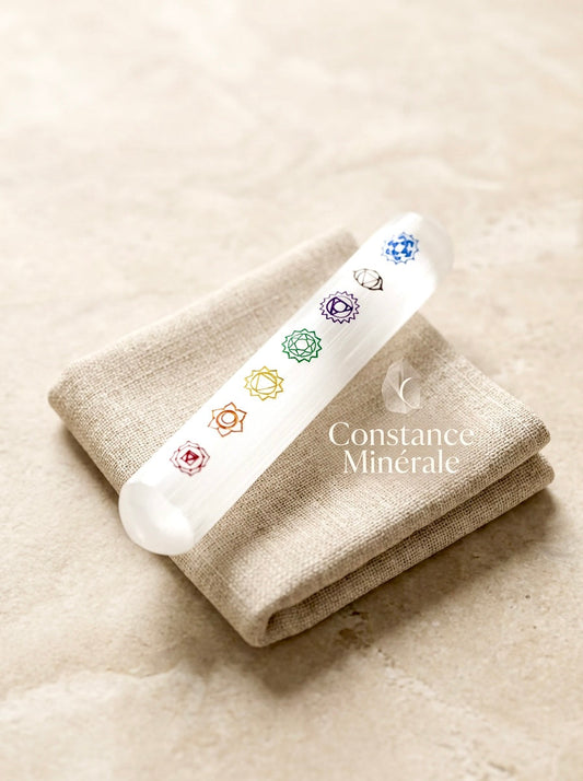 Bâton de Massage en Sélénite 7 Chakras