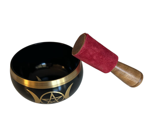 Bol chantant tibétain avec symbole Triple Lune & Pentacle