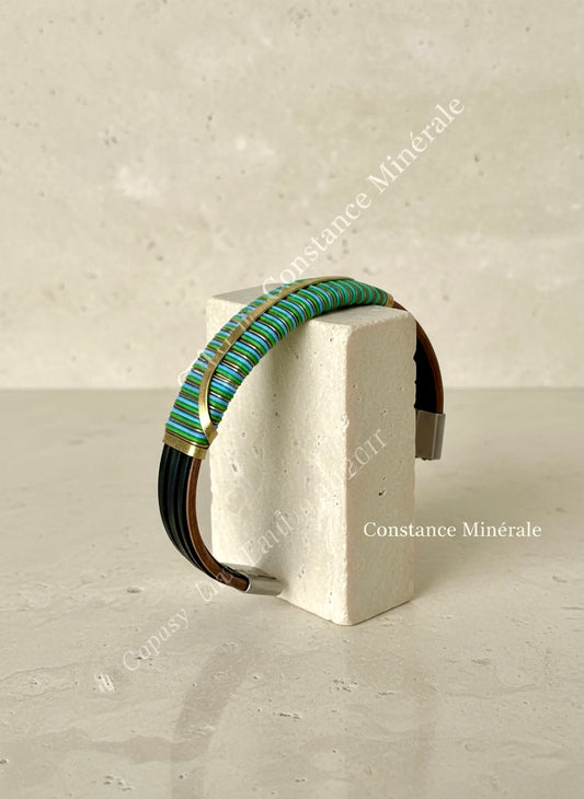 Bracelet artisanal en cuivre et caoutchouc recyclé