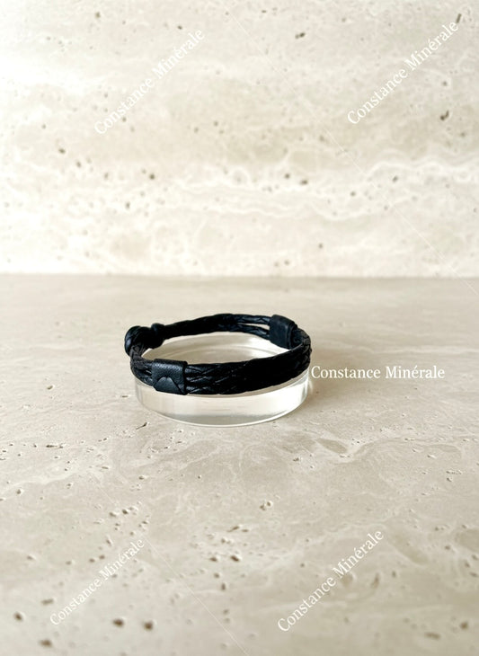 Bracelet en cuir tressé noir