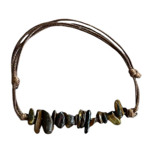 Bracelet Breloque Mixte Ajustable en Œil de Tigre