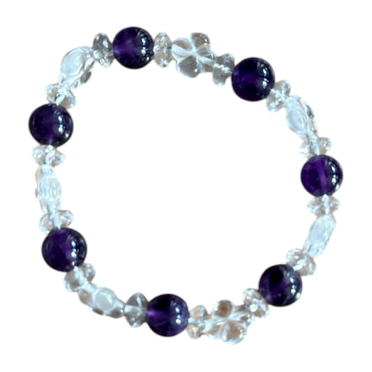 Bracelet Élégance Améthyste et Cristal 8 mm A