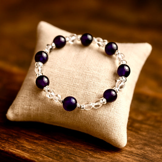 Bracelet Élégance Améthyste et Cristal 8 mm A