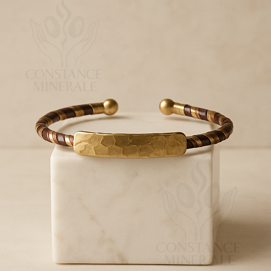 Bracelet jonc traditionnel ouest-africain en laiton & cuivre