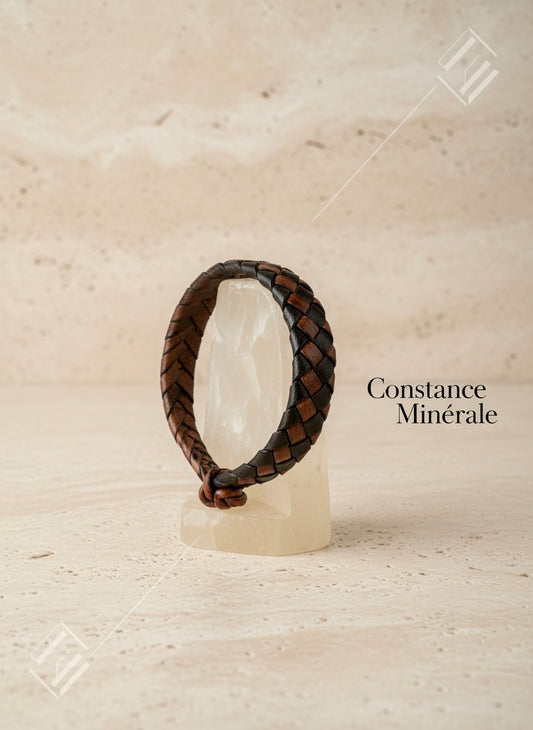 Bracelet mixte en cuir tressé à fermeture nouée