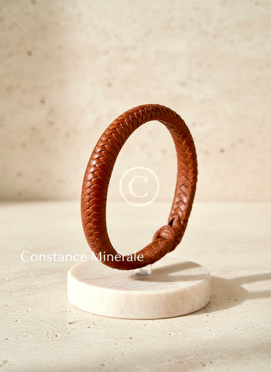 Bracelet mixte en cuir tressé à fermeture nouée