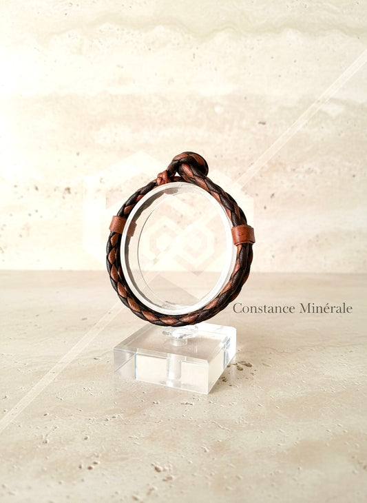 Bracelet mixte en cuir tressé à fermeture nouée