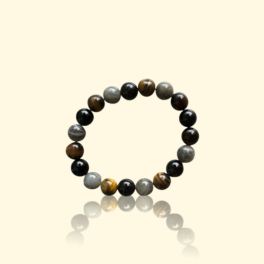 Bracelet Labradorite, Obsidienne & Œil de Tigre