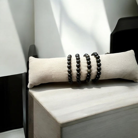 Bracelet Obsidienne Dorée