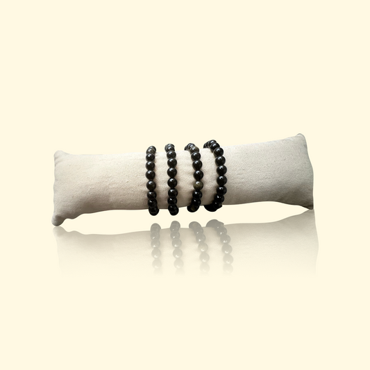 Bracelet Obsidienne Dorée