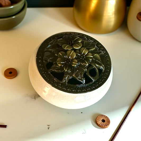 Brûleur d’encens pour résine et cônes couleur crème