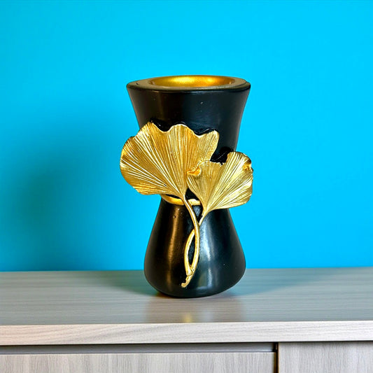 Brûleur d'encens pour résine et cônes en céramique noir et doré