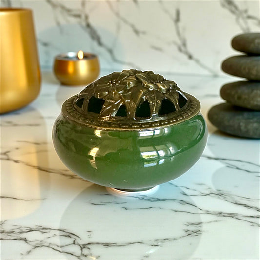 Brûleur d'encens pour résine et cônes vert jade
