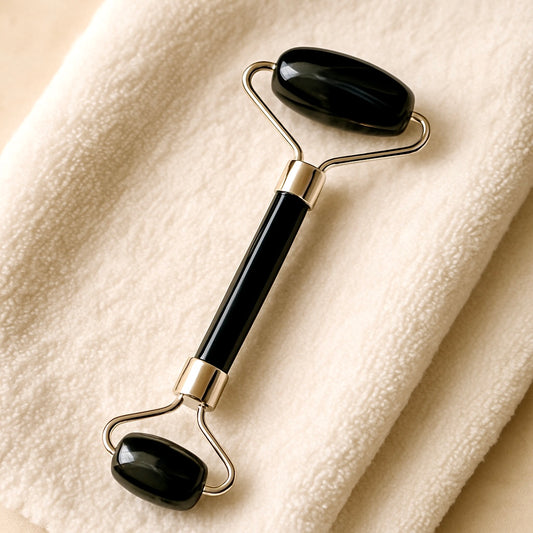 Rouleau de Massage Visage en Obsidienne Noire A