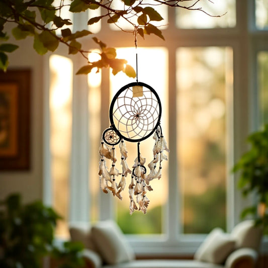 Attrape-rêves bohème avec perles et plumes