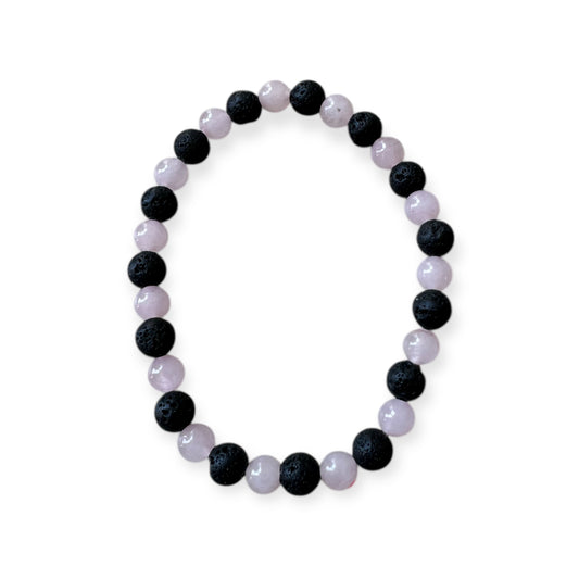 Bracelet Quartz Rose & Pierre de Lave