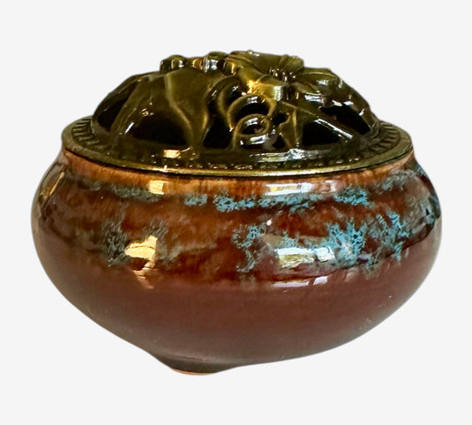 Brûleur d'encens pour résine et cônes marron bleu oxydé