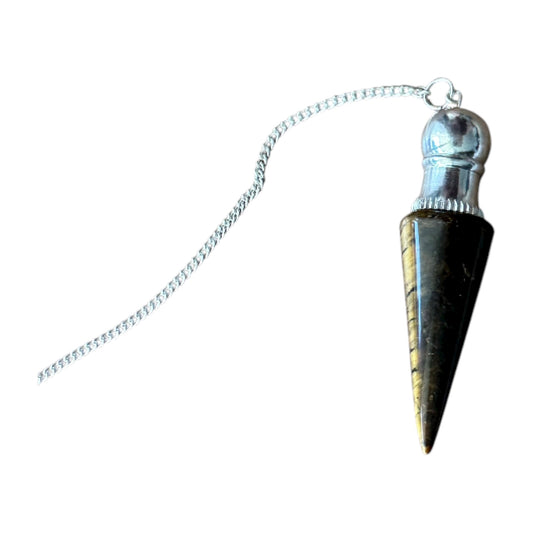 Pendule Divinatoire en Œil de Tigre & Métal