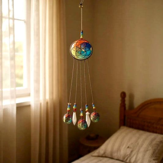 Suspension fleur de vie 7 chakras