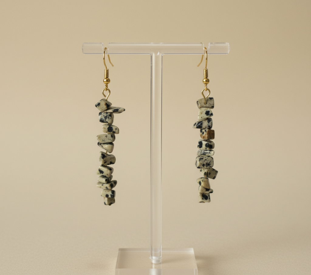 Boucles d'oreilles en Jaspe Dalmatien