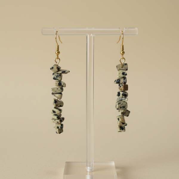 Boucles d'oreilles en Jaspe Dalmatien
