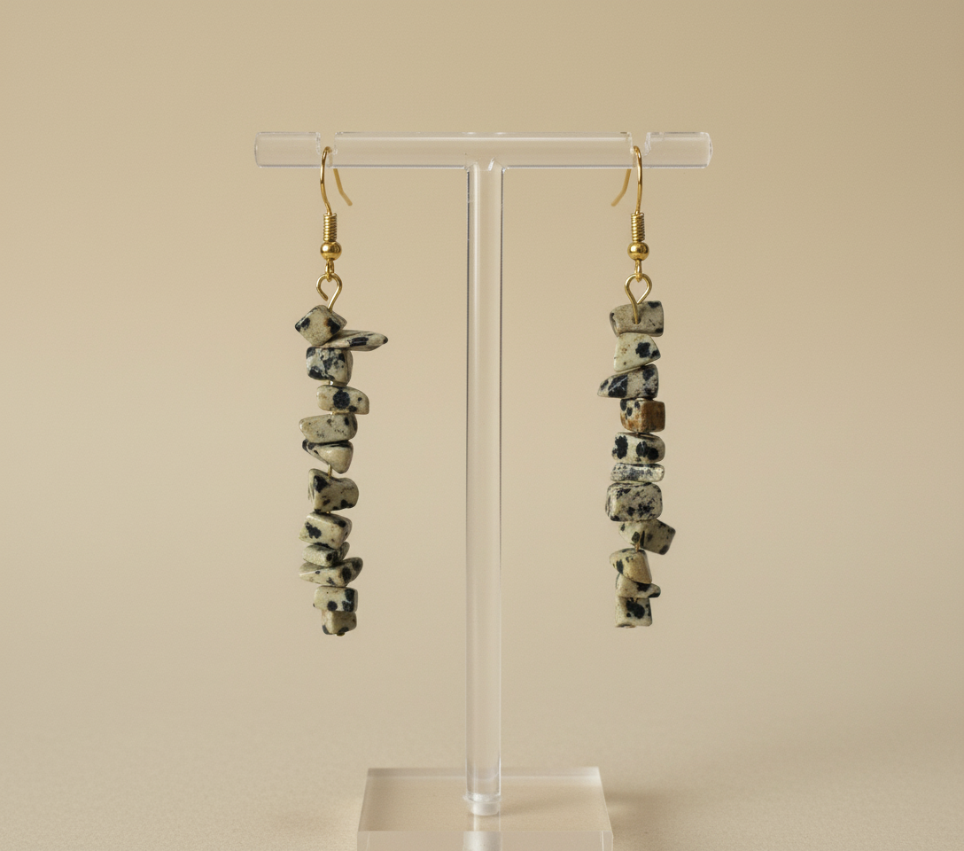 Boucles d'oreilles en Jaspe Dalmatien
