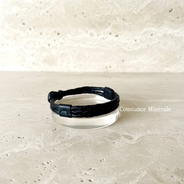 Bracelet en cuir tressé noir
