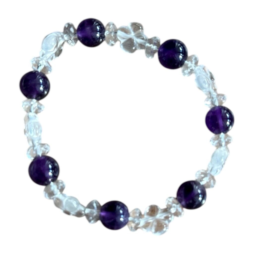 Bracelet Élégance Améthyste et Cristal 8 mm A