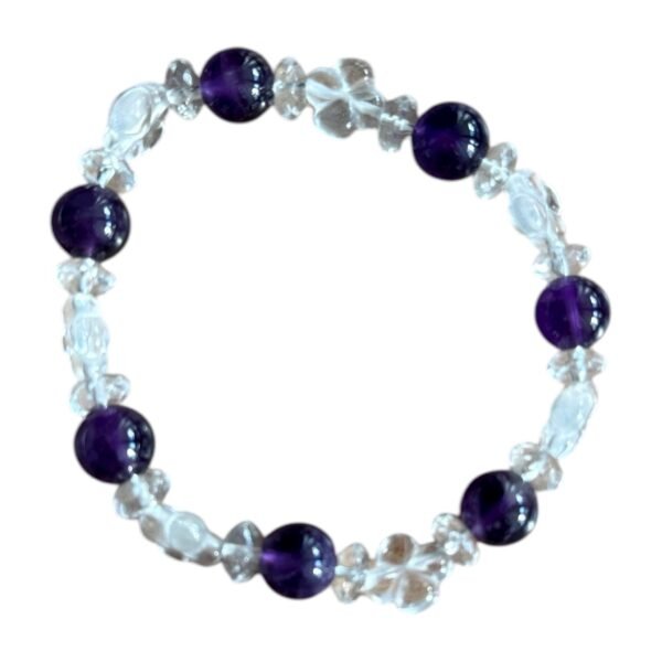 Bracelet Élégance Améthyste et Cristal 8 mm A