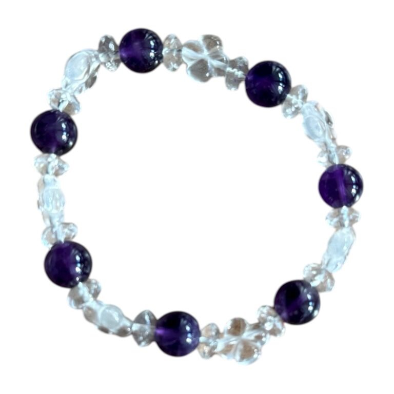 Bracelet Élégance Améthyste et Cristal 8 mm A