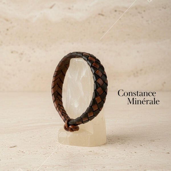 Bracelet cuir brun patiné