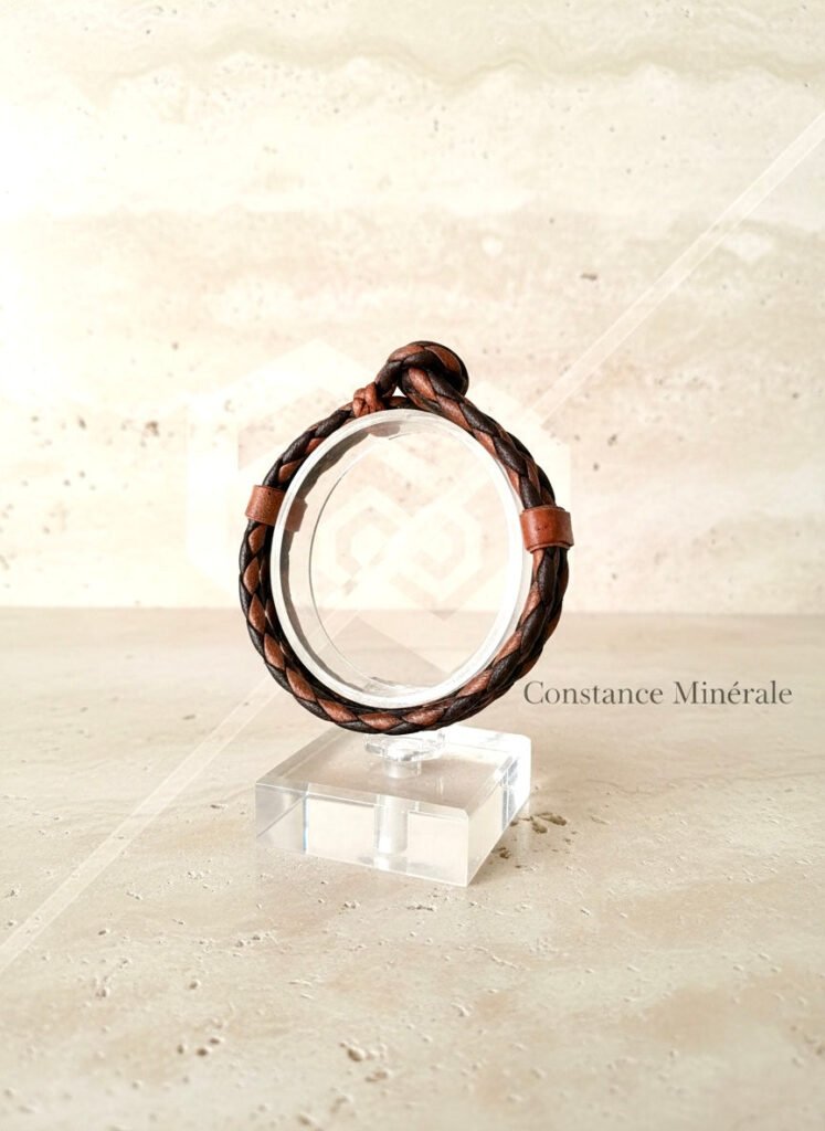 Bracelet cuir tressé marron