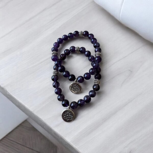Bracelet Améthyste + Fleur de Vie