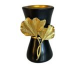Brûleur d'encens pour résine et cônes en céramique noir et doré