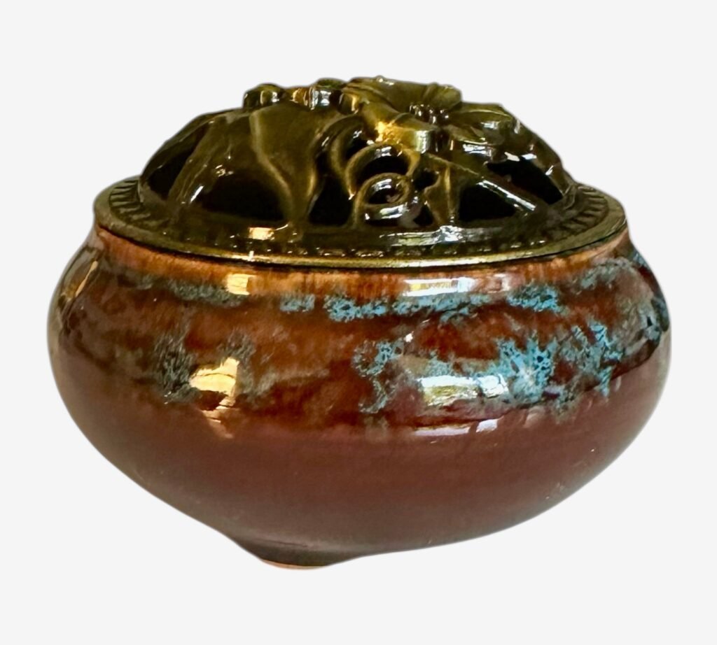 Brûleur d'encens pour résine et cônes marron bleu oxydé