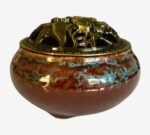 Brûleur d'encens pour résine et cônes marron bleu oxydé