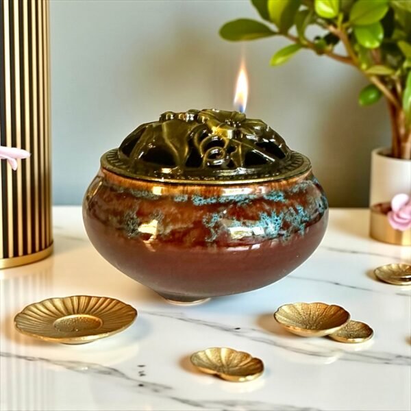 Brûleur d'encens bleu oxydé