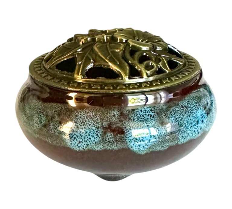 Brûleur d'encens pour résine et cônes marron foncé turquoise