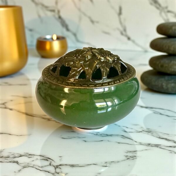 Brûleur d'encens vert jade