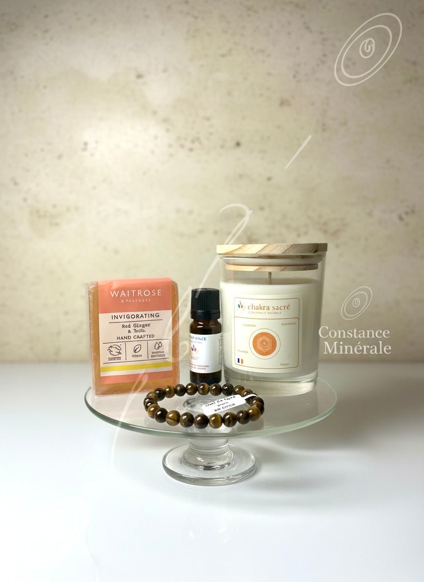 Coffretcadeau1BougiechakraSacre_bis_SavonWaitroserevogorante100g-huileessentielle-Orangedouce-BraceletoeildeTigre-Copie-Copie.jpg Coffret Chakra Sacré