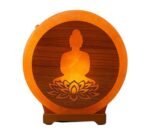 Lampe en sel de l'Himalaya Bouddha & Fleur de Lotus