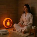 Lampe en sel de l'Himalaya Bouddha & Fleur de Lotus
