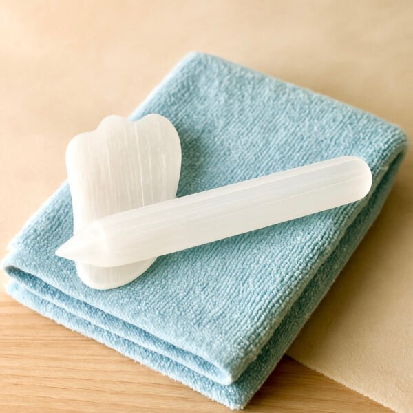 Kit Gua Sha et Bâton de Massage Visage en Sélénite