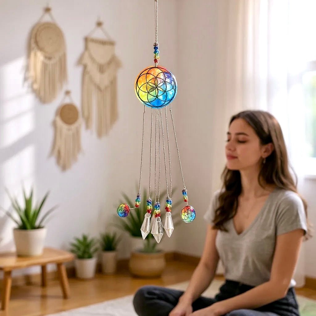 Suspension fleur de vie 7 chakras