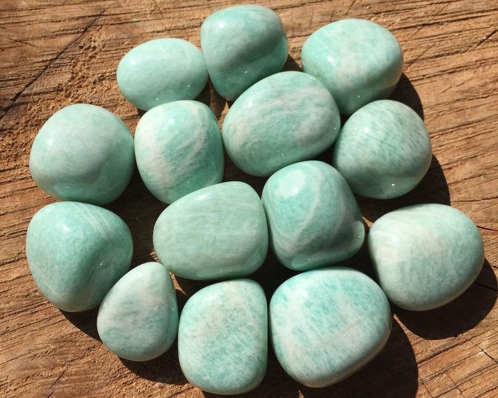 Pierre amazonite bleu-vert polie
